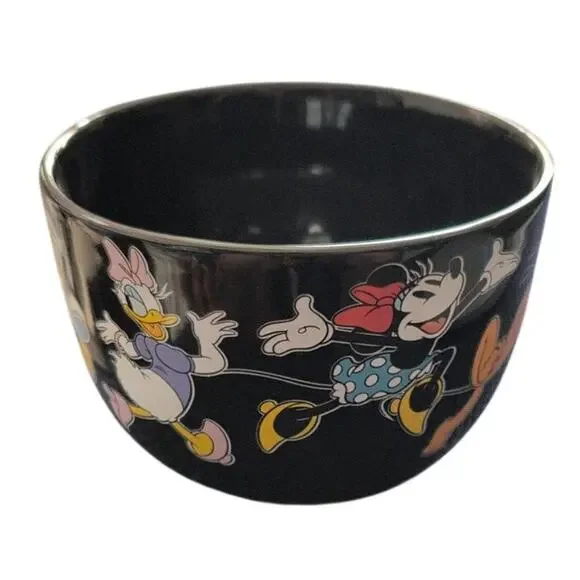 Disney Mickey and Friends Ceramic Soup Cereal Bowl Black Graphic EUC - Picture 3 of 6